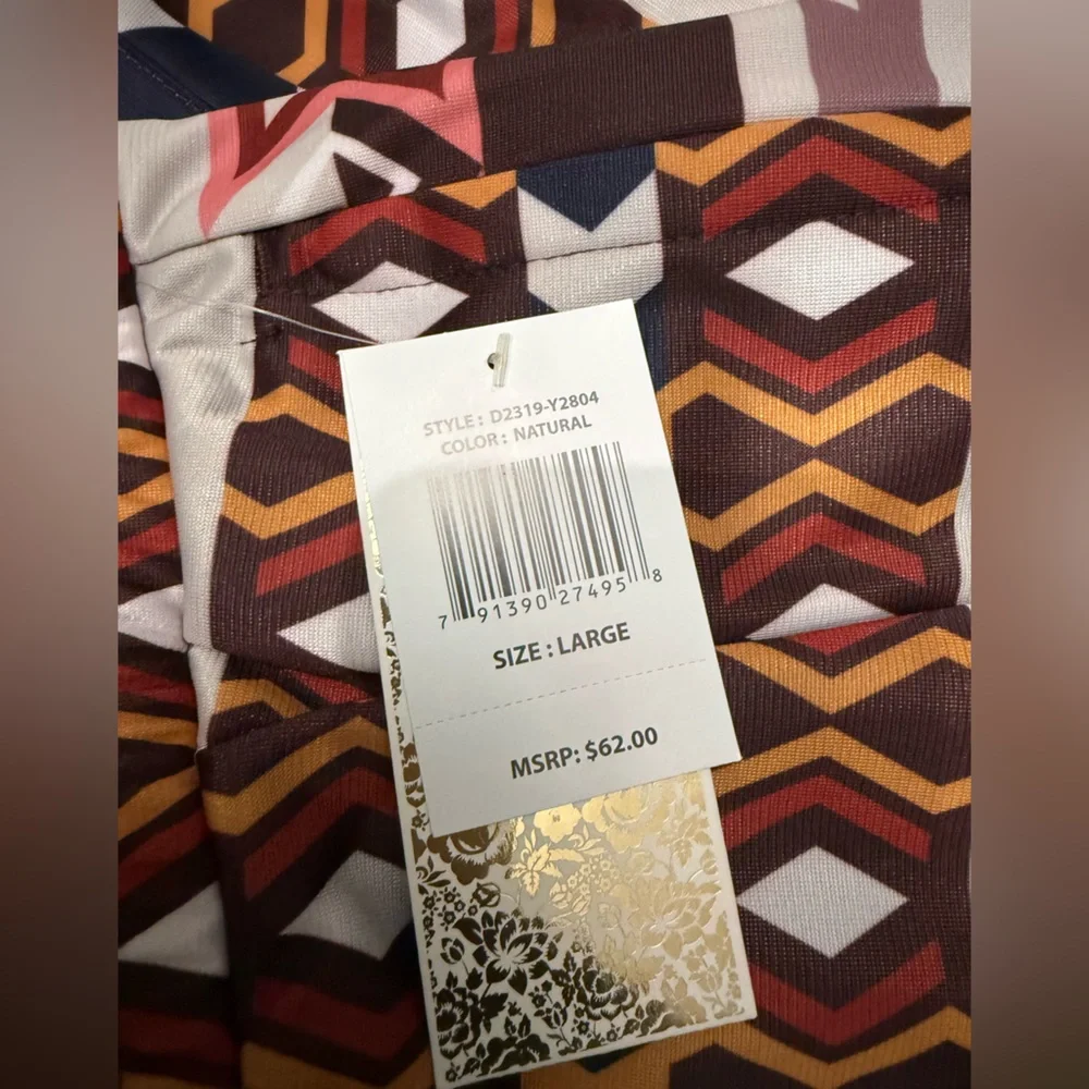 Aztec Elastic Waist Pants in Maroon, Pink & Orange